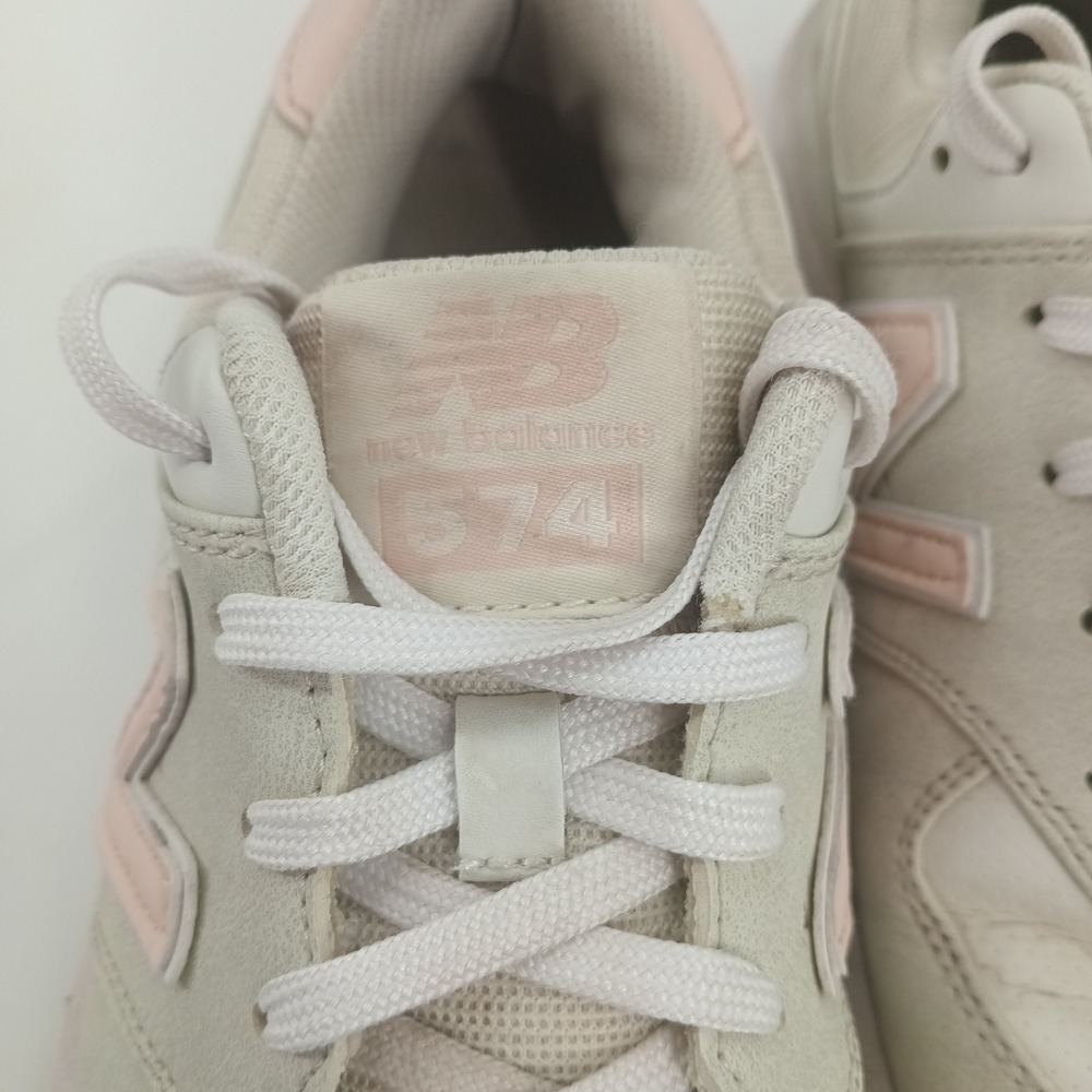 New Balance 574 Sport Bone White Pink Suede Sneakers WG574SD Womens Size 8 - Picture 4 of 7